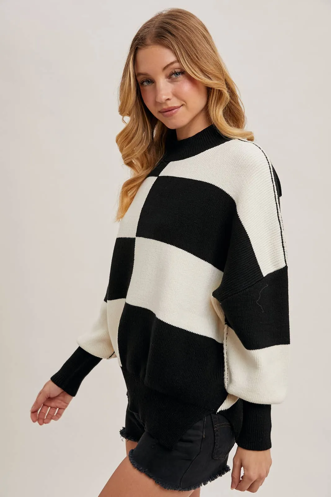 Black Color Block Sweater