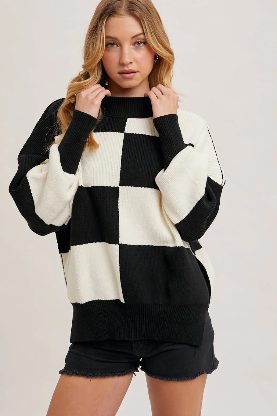 Black Color Block Sweater