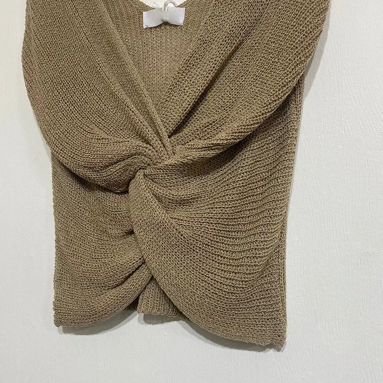 Front Knot Loose Knit Tank Top